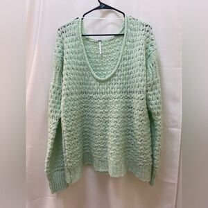 Free People Mint V-Neck Sweater
